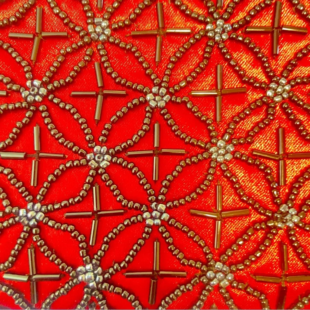 Hand Made Thailand Red Beaded Clutch